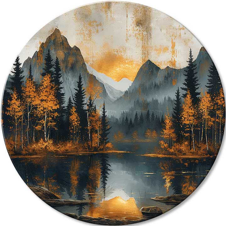 Okrúhle obrazy s akrylom Súmrak v tichom údolí | rôzne rozmery | rôzne rozmery