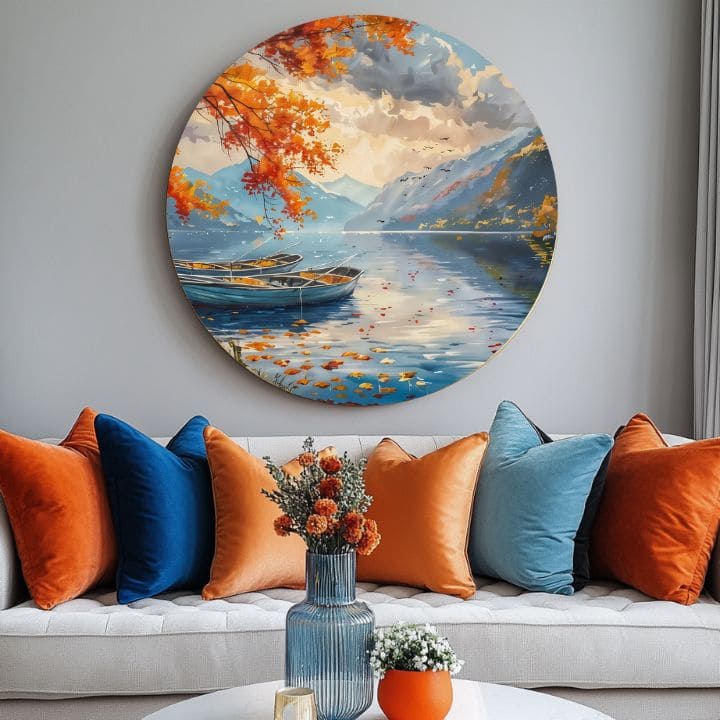 Okrúhle obrazy s akrylom Pokoj jazera