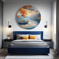 Okrúhle obrazy s akrylom Pokoj jazera