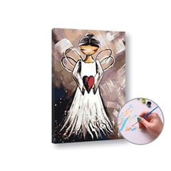 Maľovanie podľa čísel ANJEL SO SRDCOM – stredná náročnosť | rôzne rozmery a možnosť rámovania