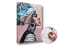 Maľovanie podľa čísel ŽENA S TURBANOM – nízka náročnosť | rôzne rozmery a možnosť rámovania