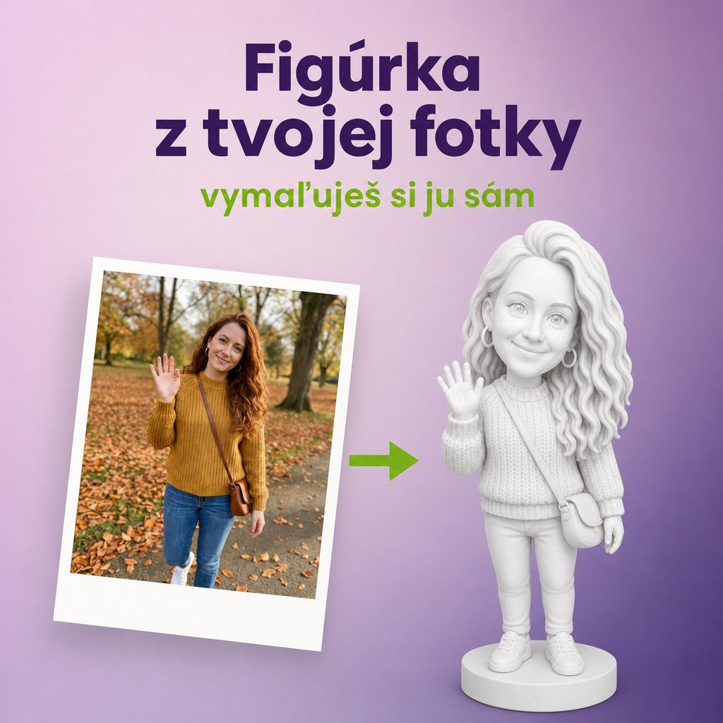 Figúrka z fotky na maľovanie – z tvojej fotky biela chibi figúrka