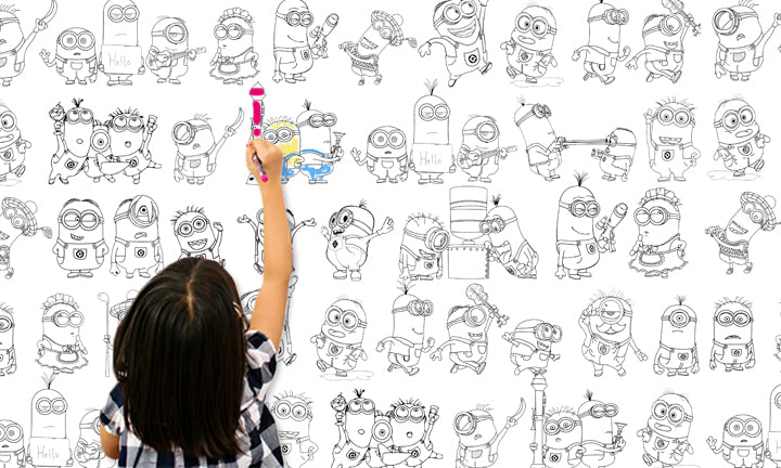 Moderný obraz na plátne s motívom dievča, krajina, detský motív, zviera v bielo-čiernych odtieňoch zavesený v interiéri detskej izby, detstvo a kreativita – interiér