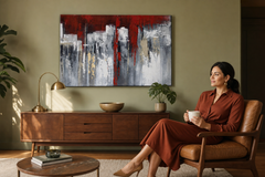 Maľovaný obraz Abstrakt CFAZH5448E1 v elegantnom interiéri | wall mockup | premium canvas | Papilora.sk