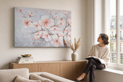 Maľovaný obraz na stenu KVETY 90x60 cm – ručne maľovaný obraz v elegantnom interiéri (Window reading) | wall mockup | premium canvas | Papilora.sk