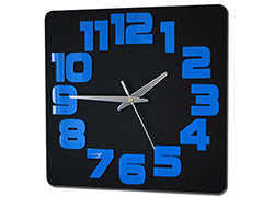Moderné nástenné hodiny LOGIC BLACK-BLUE blackblue