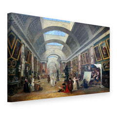 Obraz Návrh Veľkej galérie Louvre – Hubert Robert na plátne, 3D pohľad