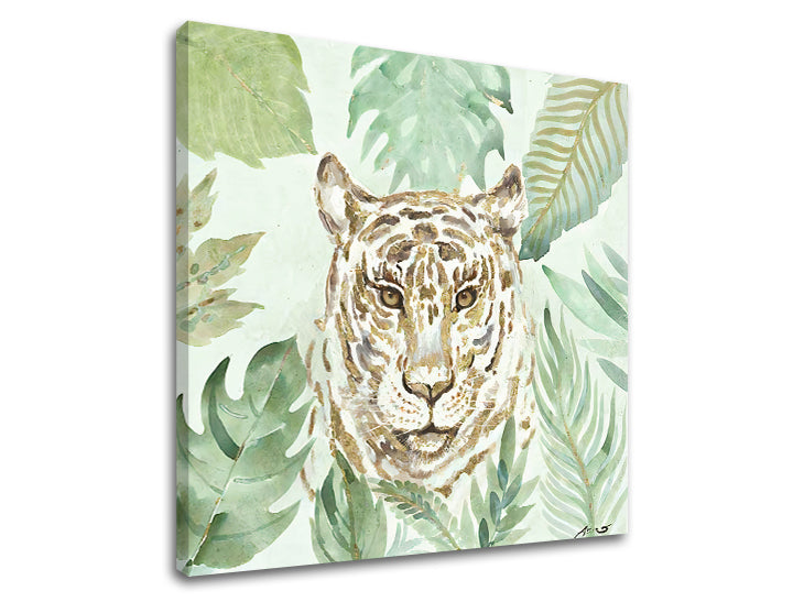 Moderný obraz na plátne s motívom LEOPARD, tiger, príroda, zviera v béžovo-hnedých odtieňoch, pokojná atmosféra, príroda | Obraz na plátne LEOPARD – produkt