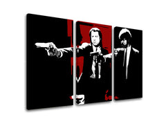Pop art obraz na plátne s motívom Pulp Fiction v bielo-červených odtieňoch, intenzívna atmosféra, filmový svet, vhodný do obývačky | POP Art obraz Pulp Fiction – produkt, pohľad 2