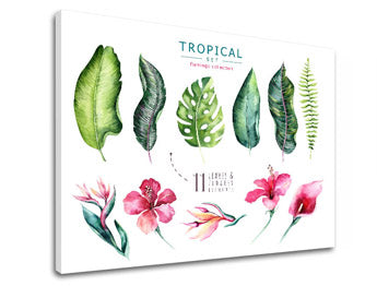 Obraz na stenu s textom Tropical set flamingo | rôzne rozmery