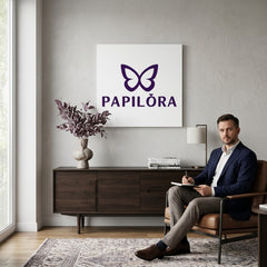 Obraz na plátne s motívom motýľ v fialovo-bielych odtieňoch zavesený v interiéri obývačky, elegantná atmosféra, príroda | Obraz na plátne KVETY – interiér