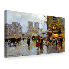 Obraz Námestie Saint-Michel a Notre-Dame – Édouard Cortès na plátne, 3D pohľad