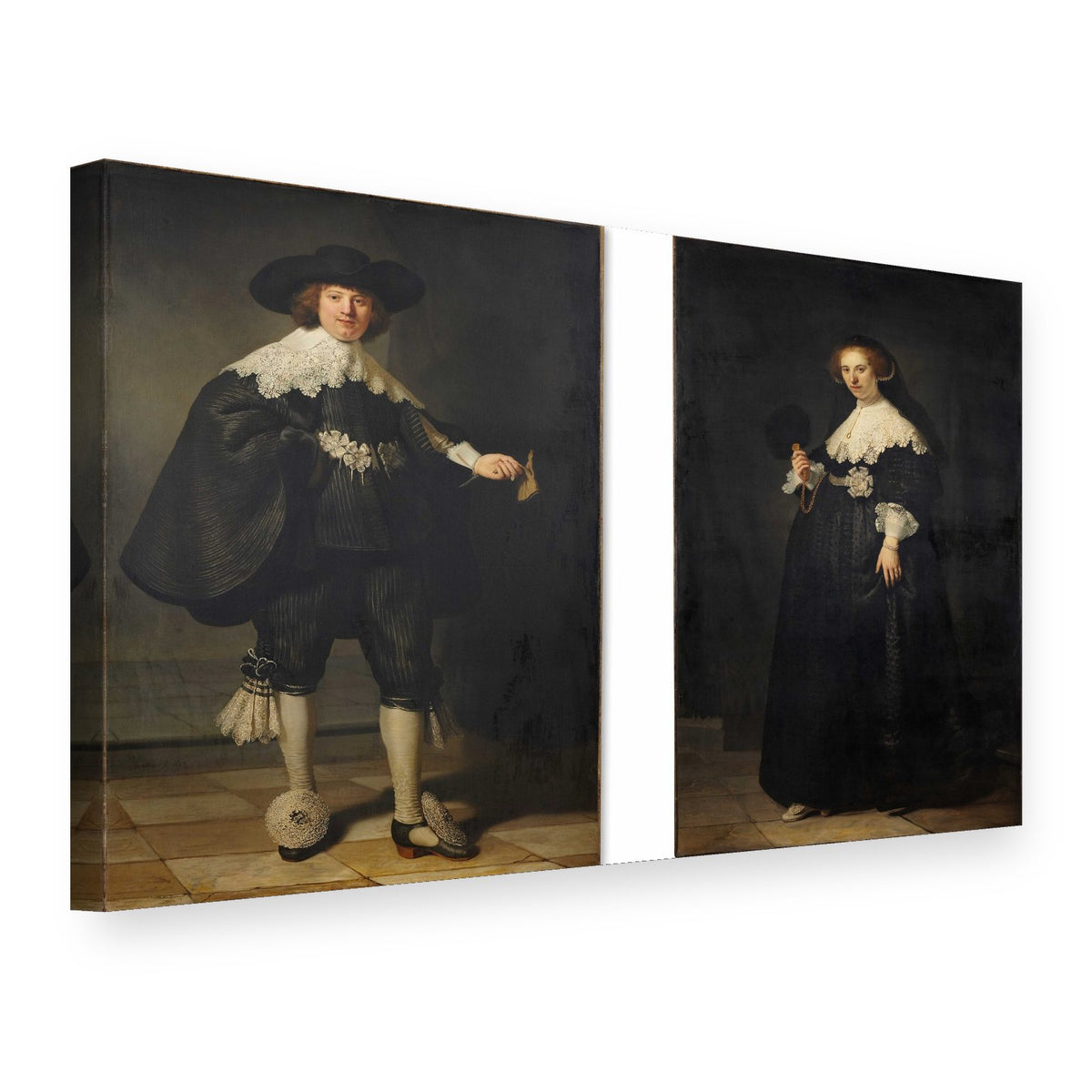 Obraz Portréty Martena Soolmansa a Oopjen Coppit – Rembrandt na plátne, 3D pohľad