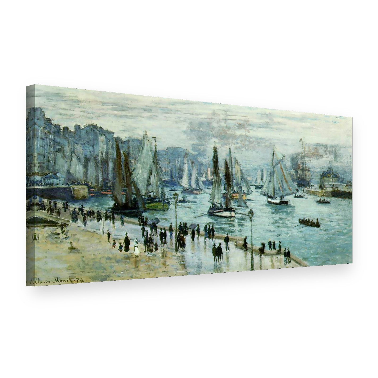 Obraz Rybárske lode opúšťajú prístav Le Havre – Claude Monet na plátne, 3D pohľad