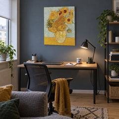 Obraz Váza s dvanástimi slnečnicami – Vincent van Gogh na plátne v pracovni