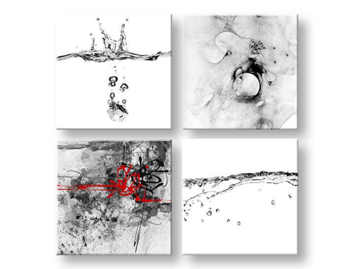 Kolážový obraz na plátne s motívom Abstract moments, krajina v bielo-červených odtieňoch, pokojná atmosféra, príroda, vhodný do kancelárie | Obraz na stenu Abstract moments – hlavný