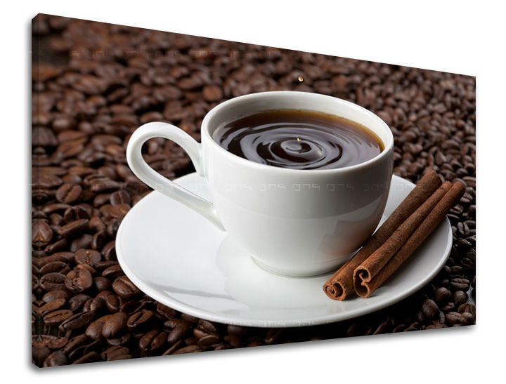 Klasický obraz na plátne s motívom šálka kávy v bielo-hnedých odtieňoch, teplá atmosféra, vhodný do kuchyne | Obraz na stenu KUCHYŇA – hlavný