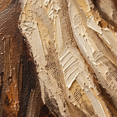 Makro detail ručne maľovaných impasto ťahov akrylovou farbou na ploche obrazu, viditeľná textúra a reliéf — Papilora Crafted for Home.