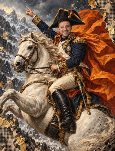 Obraz z fotky ako legenda – zákazník ako Napoleon na koni