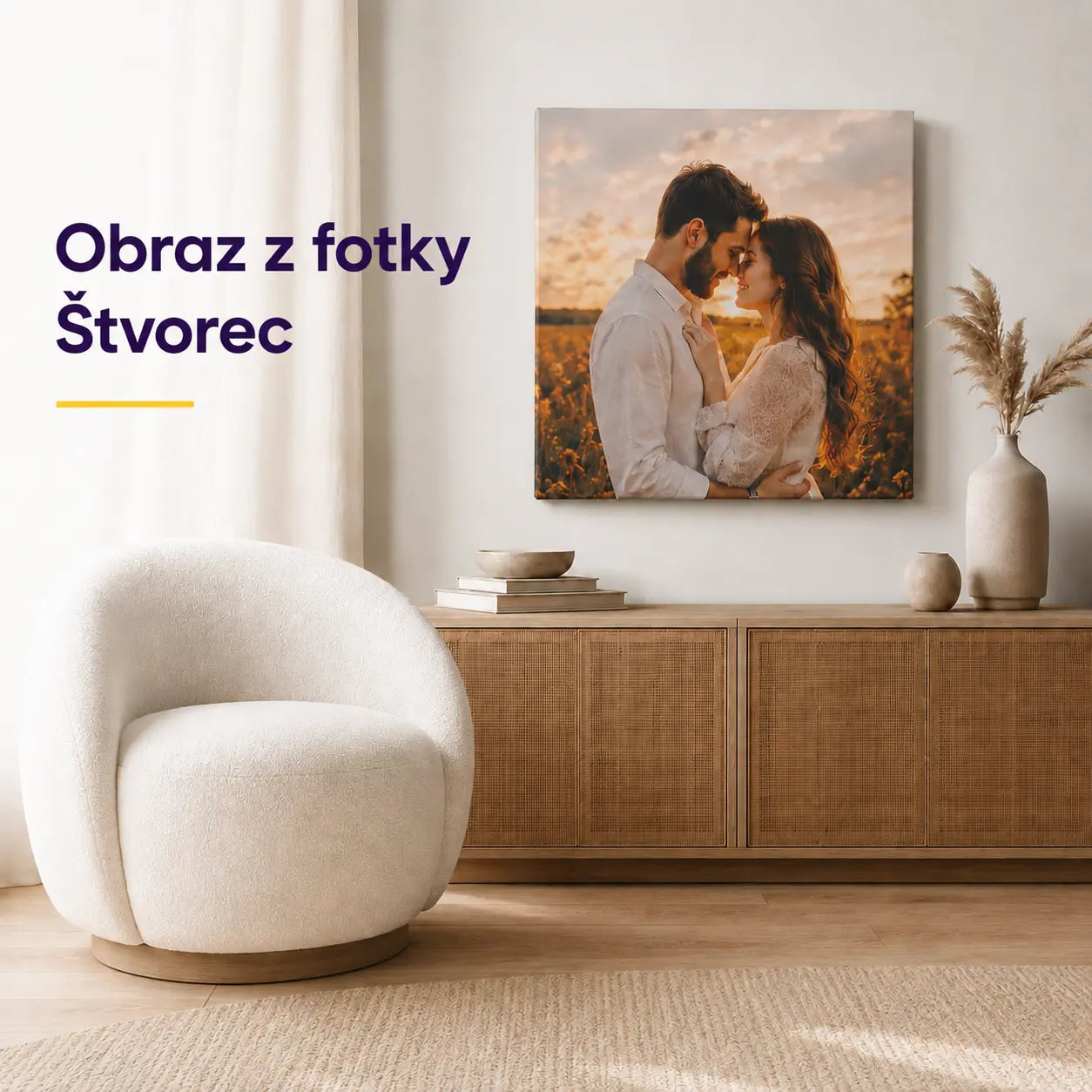 Obraz z fotky na plátne – štvorec, personalizovaný fotoobraz na stenu v obývačke