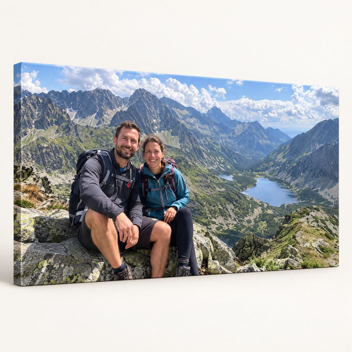 Panoramatický obraz z fotky z hôr na plátne na drevenom ráme 2 cm, pohľad zboku