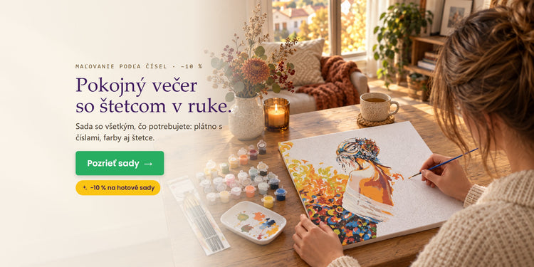Maľovanie podľa čísel · −10 % – Pokojný večer so štetcom v ruke. – Papilora