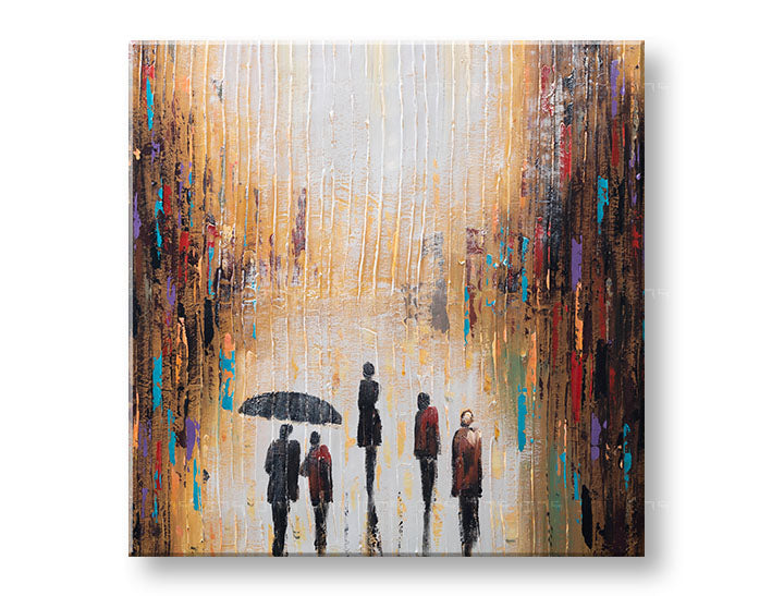 Ručne maľovaný obraz na stenu ĽUDIA 70x70 cm – 3D perspektíva canvasu na drevenom ráme | 100 % originál | akryl na plátne ARTMIE | Papilora.sk