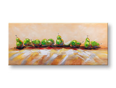 Ručne maľovaný obraz na stenu HRUŠKY 120x50 cm – 3D perspektíva canvasu na drevenom ráme | 100 % originál | akryl na plátne ARTMIE | Papilora.sk
