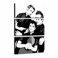Ručne ma��ovaný POP Art obraz Green Day – 3D vizualizácia ručne maľovaného plátna na bielom pozadí. Dominantné farby: čierna, biela, šedá.
