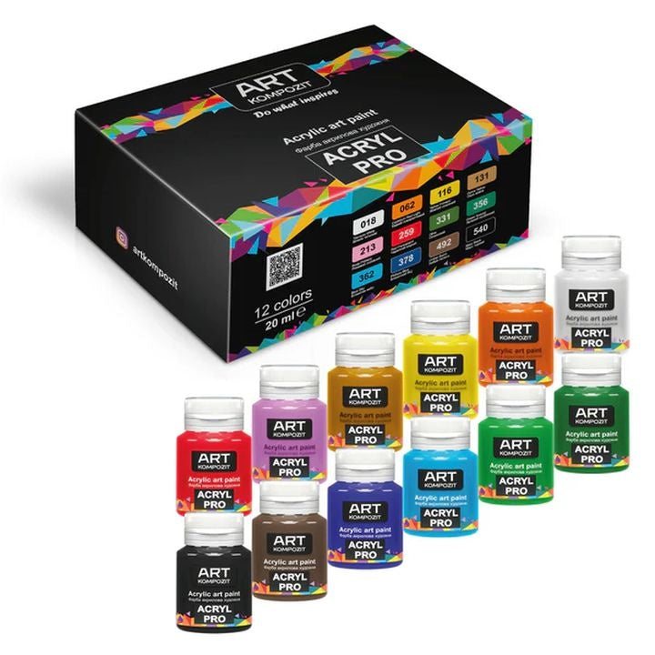 Coffret de peinture acrylique ACRYL PRO Kompozit 12 × 20 ml