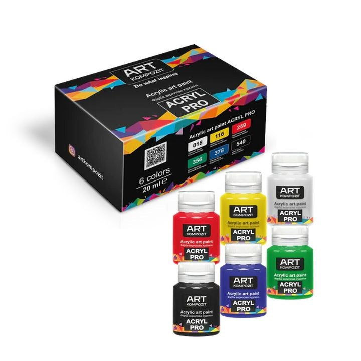 Coffret de peinture acrylique ACRYL PRO Kompozit 6 × 20 ml