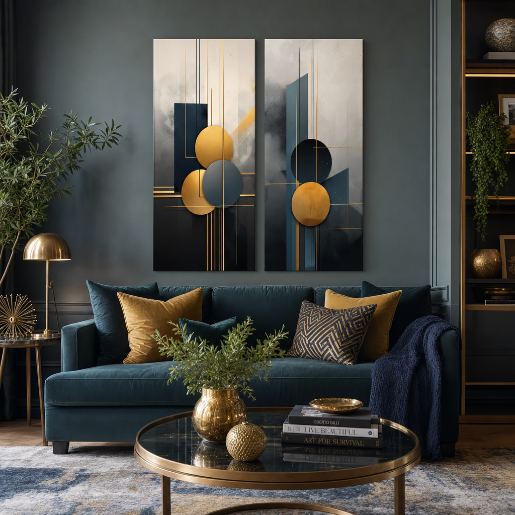 Set 2 obrazov Art Deco Elegancia — Svet v pohybe, Životná cesta – mockup-1