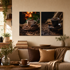 Set 2 obrazov Kávové potešenie — Pražený pôžitok, Kávová fantázia – mockup-1