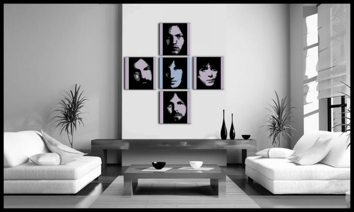 Ručne maľovaný POP Art obraz Pink Floyd 4 dielny  pf | rôzne rozmery