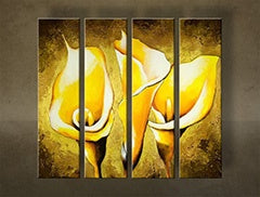 Maľovaný obraz na stenu KVETY 4 dielny NU0022E4 | rôzne rozmery