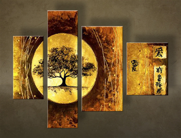 Maľovaný obraz na stenu STROM 4 dielny NU0024E4 | rôzne rozmery