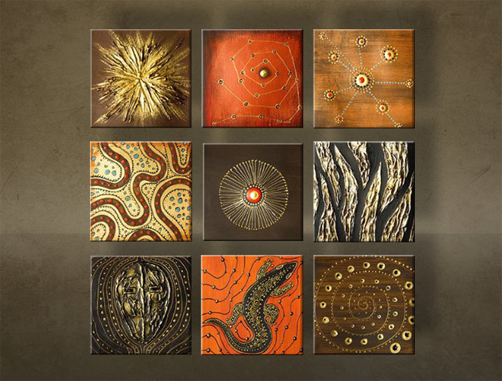 Maľovaný obraz na stenu ABSTRAKT 9 dielny NU0041E9 | rôzne rozmery