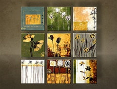 Maľovaný obraz na stenu KVETY 9 dielny NU0042E9 | rôzne rozmery